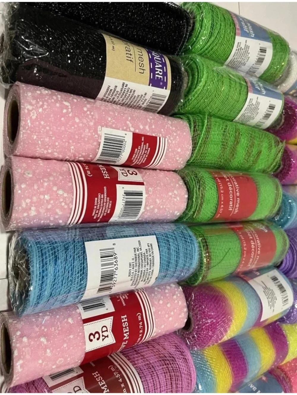 Lot of 35 Decorative Mesh Rolls Craft Wreath Floral Mesh Mixed Colors